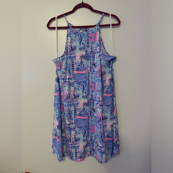 Lilly Pulitzer Margot Swing Dress Whisper Blue Yeah Buoy Size Large - Picture 1 of 4